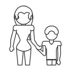 mother with son together outline vector illustration eps 10