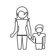 mother with son together outline vector illustration eps 10