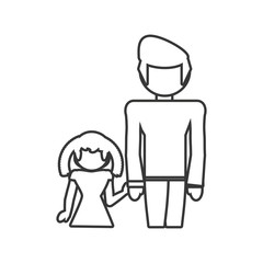 dad with daughter family outline vector illustration eps 10