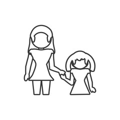 mother and daughter loving outline vector illustration eps 10