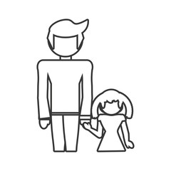 father and daughter lovely outline vector illustration eps 10