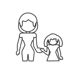 mother and daughter loving outline vector illustration eps 10