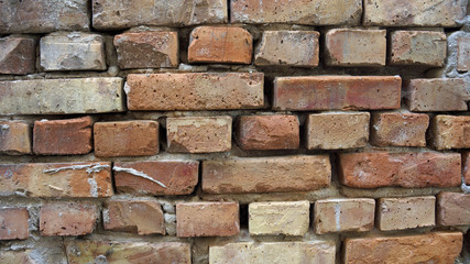 Wall of old red bricks