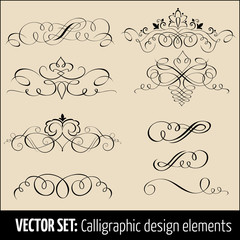 Vector set of calligraphic and page decoration design elements. Elegant elements for your design.