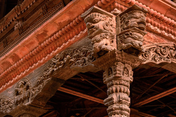 Fototapeta premium beautiful woodcrafted pillers in temple in Bhaktapur, Nepal