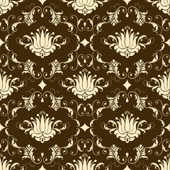 Vector damask seamless pattern background. Classical luxury old fashioned damask ornament, royal victorian seamless texture for wallpapers, textile, wrapping. Exquisite floral baroque template.