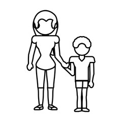 Fototapeta na wymiar mother and son relation outline vector illustration eps 10