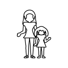 mom with daughter family outline vector illustration eps 10