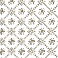 Vector illustration of Ukrainian folk seamless pattern ornament. Ethnic ornament. Border element. Traditional Ukrainian, Belarusian folk art knitted embroidery pattern - Vyshyvanka
