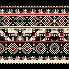 Vector illustration of Ukrainian folk seamless pattern ornament. Ethnic ornament. Border element. Traditional Ukrainian, Belarusian folk art knitted embroidery pattern - Vyshyvanka