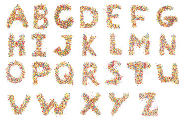 Candy alphabet of different colours