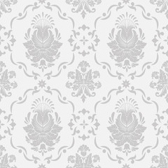 Vector damask seamless pattern background. Classical luxury old fashioned damask ornament, royal victorian seamless texture for wallpapers, textile, wrapping. Exquisite floral baroque template.