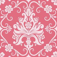Vector damask seamless pattern element. Classical luxury old fashioned damask ornament, royal victorian seamless texture for wallpapers, textile, wrapping. Exquisite floral baroque template.