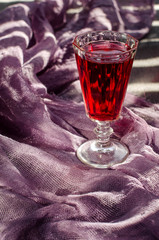 Beautiful vintage glass with red wine