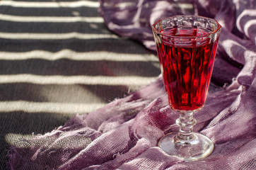 Beautiful vintage glass with red wine