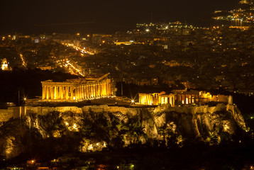 Fototapeta na wymiar Acropolis by night, Athens, Greece