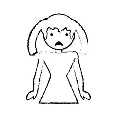 skecth girl daughter sad face vector illustration eps 10