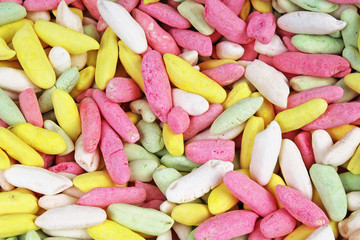 Sweet puffed rice snacks.