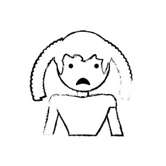 skecth girl daughter sad face vector illustration eps 10