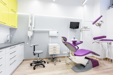 Bright dental office with chair