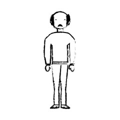 skecth man bald sad face vector illustration eps 10