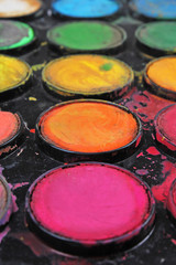 Watercolor used paint pailette