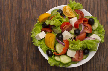 fresh vegetable salad isolated on white background