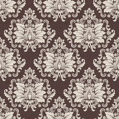 Vector damask seamless pattern background. Classical luxury old fashioned damask ornament, royal victorian seamless texture for wallpapers, textile, wrapping. Exquisite floral baroque template.