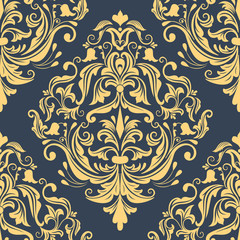 Vector damask seamless pattern element. Classical luxury old fashioned damask ornament, royal victorian seamless texture for wallpapers, textile, wrapping. Exquisite floral baroque template.