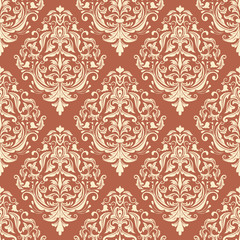 Vector damask seamless pattern background. Classical luxury old fashioned damask ornament, royal victorian seamless texture for wallpapers, textile, wrapping. Exquisite floral baroque template.