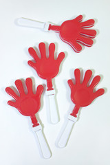 set of four toy-rattle in the form of palm