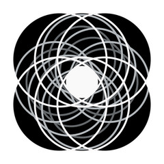 Vector drawn geometry illustration with black and white figures.