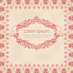 Vector fine floral square frame. Decorative element for invitations and cards. Border element