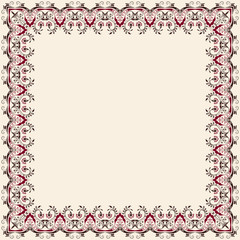 Vector fine floral square frame. Decorative element for invitations and cards. Border element