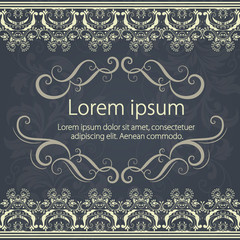 Vector fine floral square frame. Decorative element for invitations and cards. Border element
