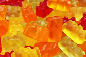 Gummy bear candy background.
