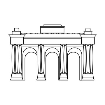 The Belgian arch monument.The dark Belgian wolf. Belgium single icon in outline style vector symbol stock illustration.