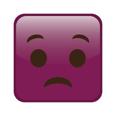 sad cartoon face in square shape, icon over white background. colorful design. vector illustration