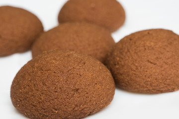 Chocolate cookie on the side close - selective focus