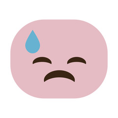 sad cartoon face icon over white background. colorful design. vector illustration