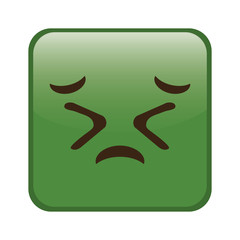 Confounded cartoon face in square shape, icon over white background. colorful design. vector illustration