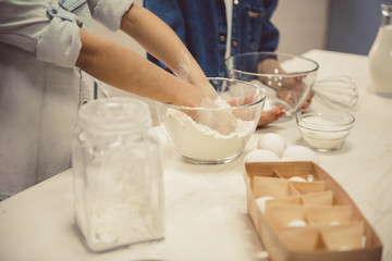 Children baking in kitchen