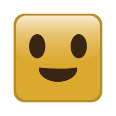 happy cartoon face in square shape, icon over white background. colorful design. vector illustration