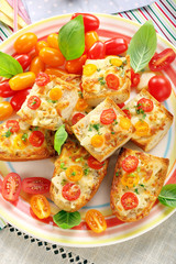 Fresh healthy vegetarian sandwich with cheese and tomato