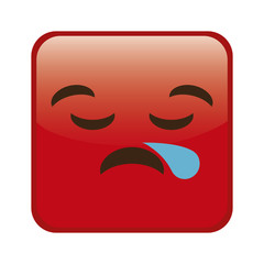 Fototapeta premium sad cartoon face in square shape, icon over white background. colorful design. vector illustration
