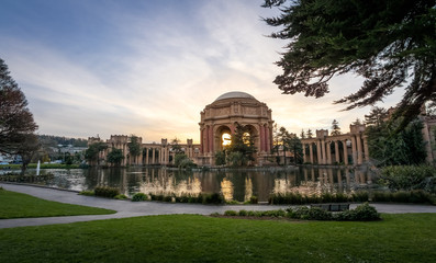 Sunset at the Palace of Fine Arts - San Francisco, California, USA