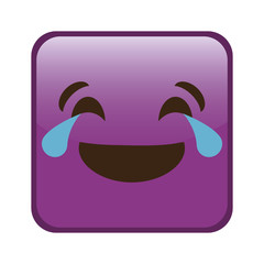 happy cartoon face in square shape, icon over white background. colorful design. vector illustration