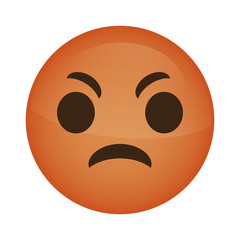 angry cartoon face icon over white background. colorful design. vector illustration