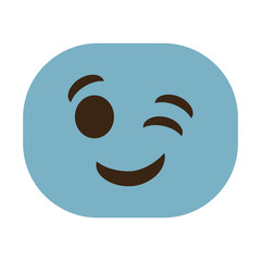 happy cartoon face icon over white background. colorful design. vector illustration