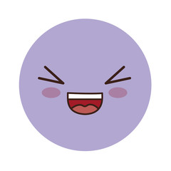 happy cartoon face icon over white background. colorful design. vector illustration